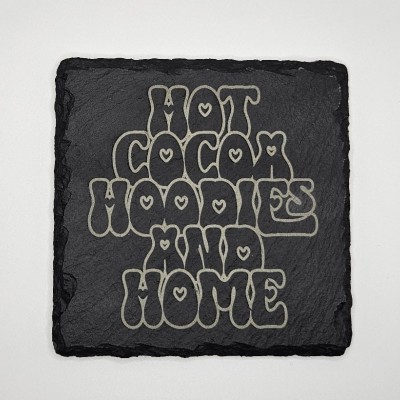 Hot Cocoa Hoodies and Home Slate Coaster