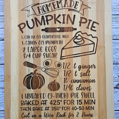 Pumpkin Pie Recipe Cutting Board