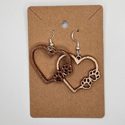 Double Heart Pawprint Earrings